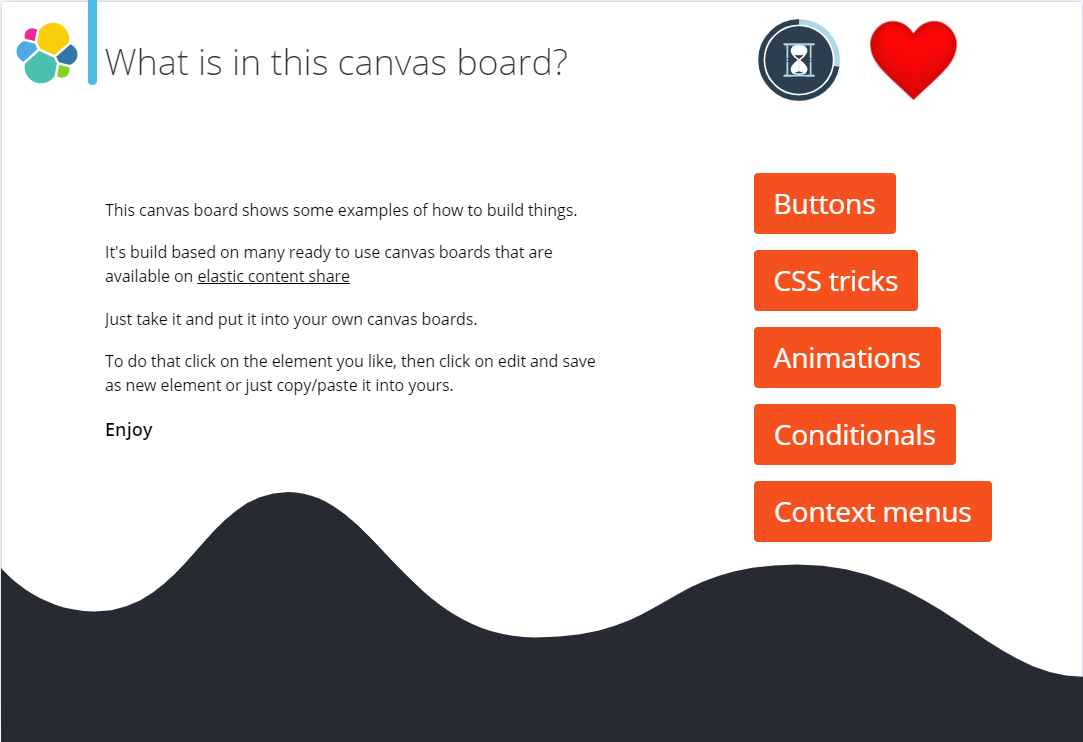 Kibana Canvas examples collection at elastic content share